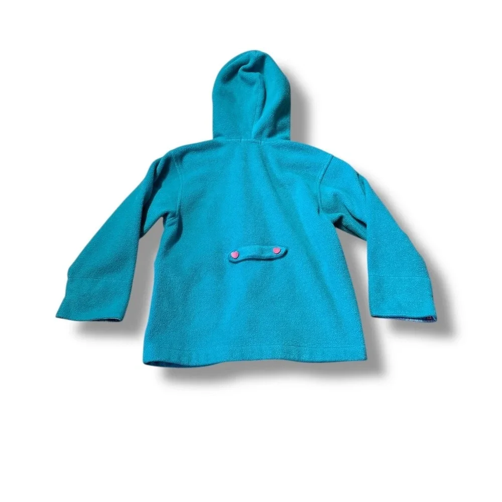 Vintage Gymboree Kids Toggle Fleece Jacket Sz Large Teal Hooded 1980s Colorblock